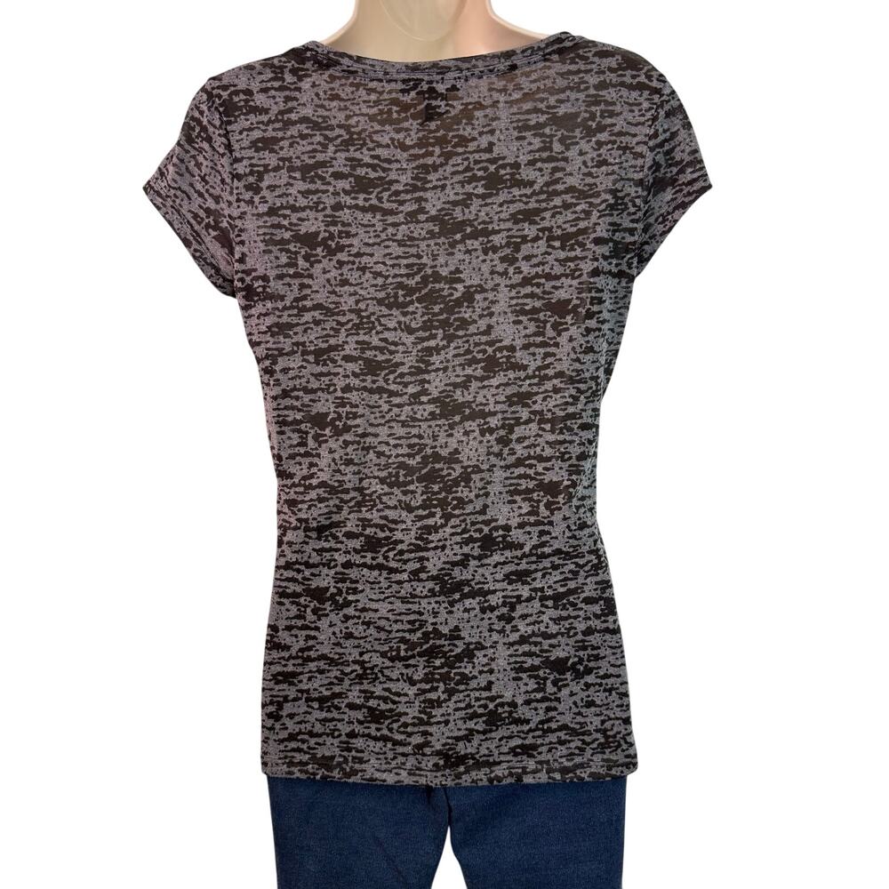 INC International Concepts Black Red Heart Burn Out Short Sleeve T Shirt - Picture 3 of 13